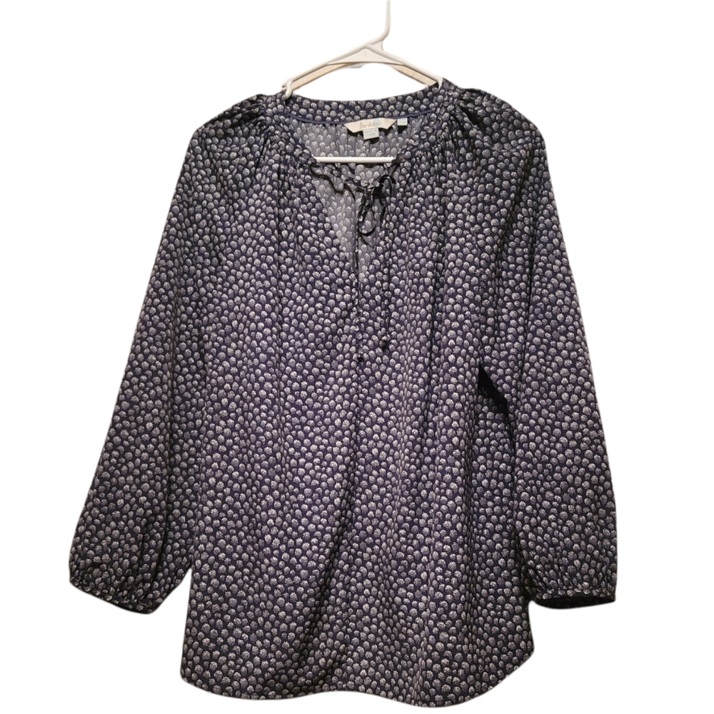 Boden Blue Polly Bell Sleeve Bohemian Peasant Crease Free Blouse Sz 10